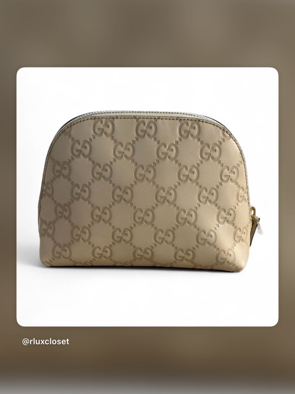 Gucci Beige Embossed GG Cosmetic Pouch